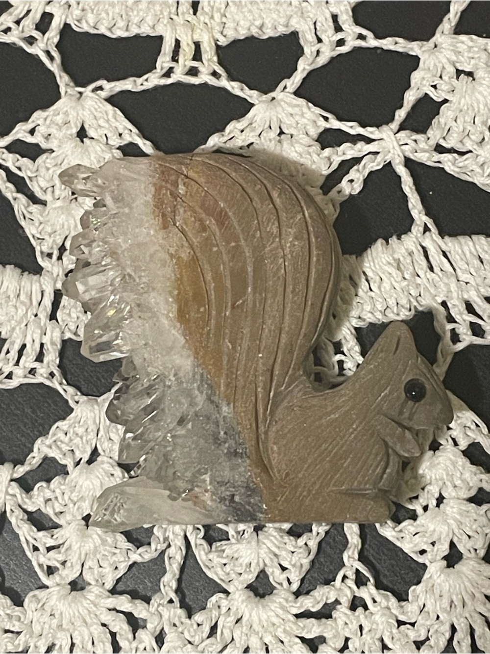 Crystal Geode Squirrel Figurine - Brown and Clear